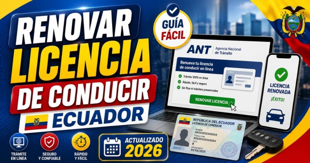 Renovar licencia de conducir Ecuador guía fácil 2026 con requisitos pasos y costos actualizados