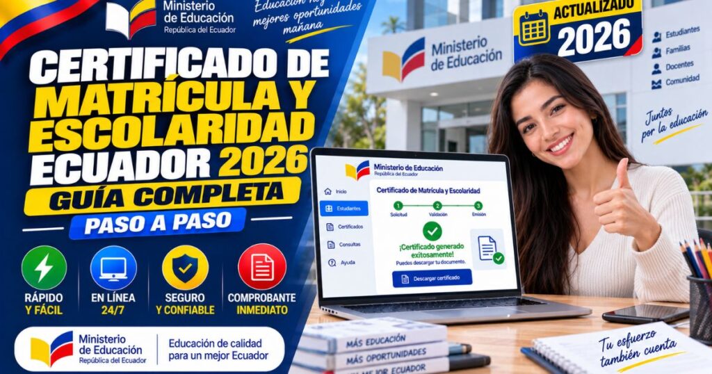 Cómo obtener certificado de matrícula y escolaridad Ecuador 2026 paso a paso
