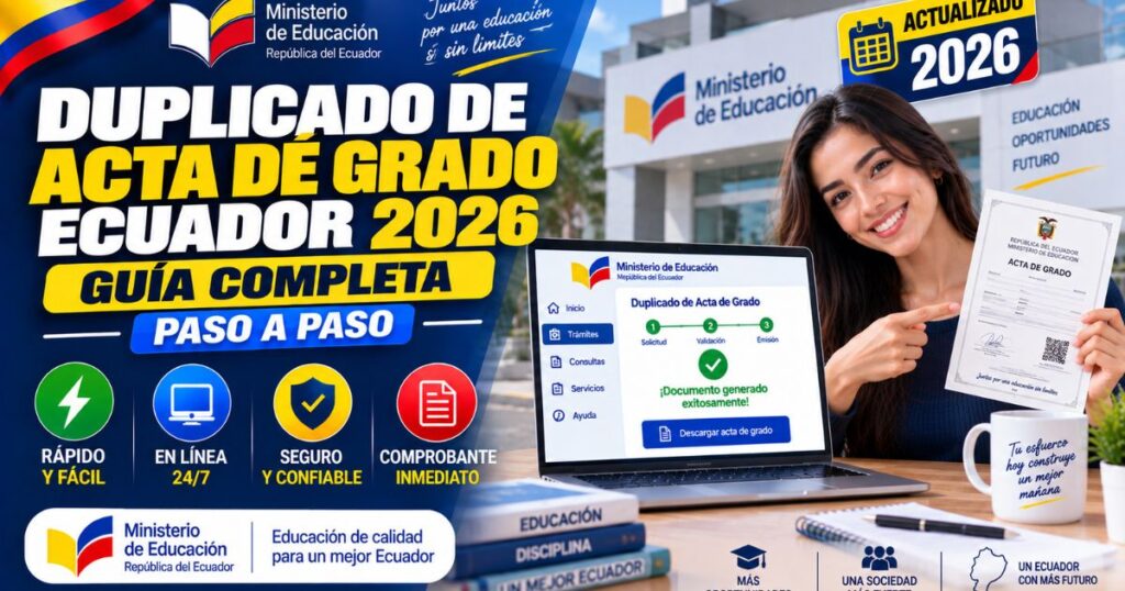 Cómo sacar duplicado de acta de grado Ecuador 2026 paso a paso en línea