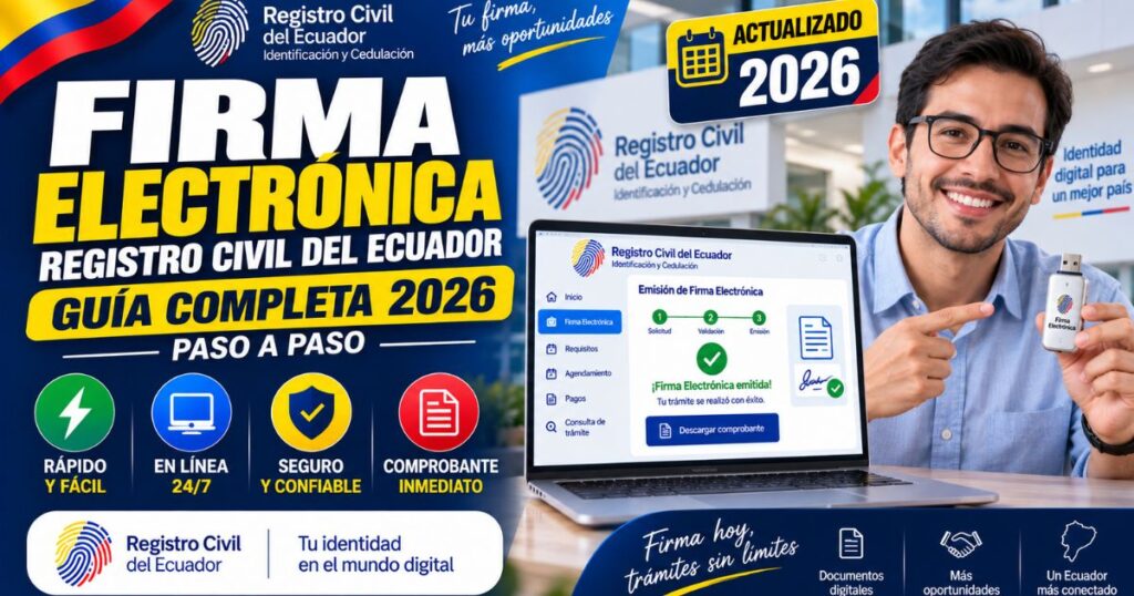 Emisión de firma electrónica en el Registro Civil Ecuador 2026 paso a paso