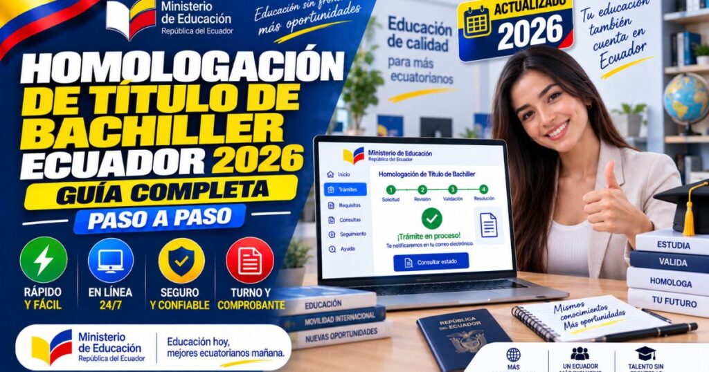 Cómo hacer homologación de título de bachiller Ecuador 2026 paso a paso