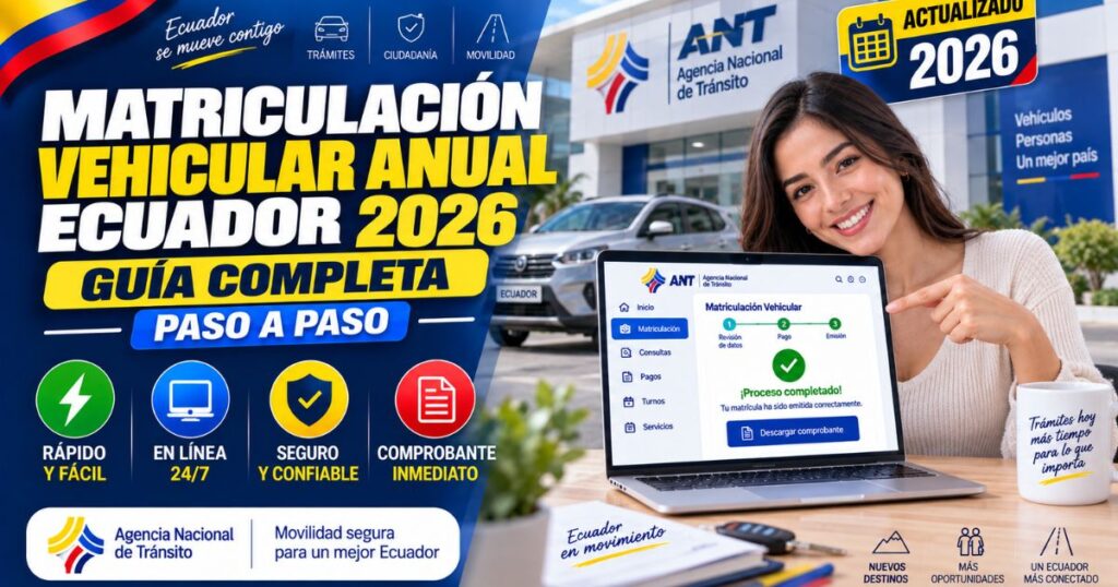 Cómo hacer la matriculación vehicular anual Ecuador 2026 paso a paso
