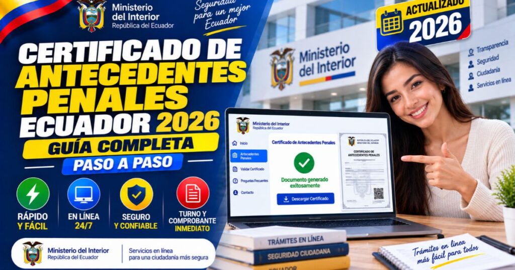 Certificado de antecedentes penales Ecuador 2026: cómo consultar y obtenerlo en línea
